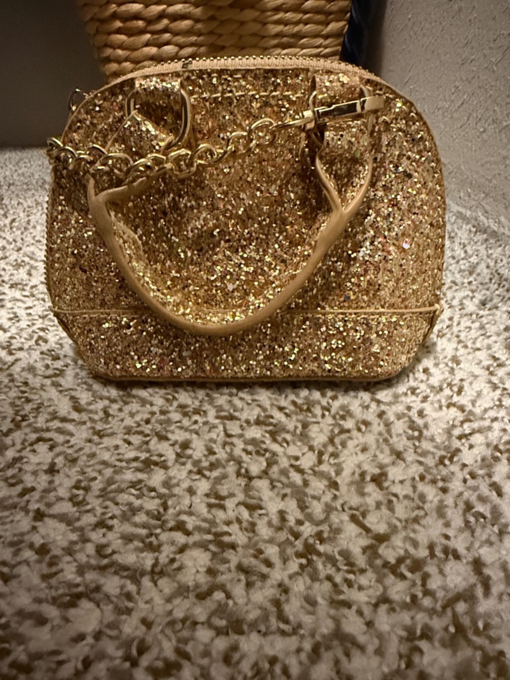 Gold Glitter Mini Satchel Crossbody